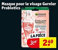 Promotions Masque pour le visage garnier probiotics - Garnier - Valide de 14/05/2024 à 26/05/2024 chez Kruidvat