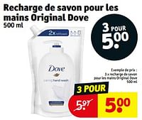 Promotions Recharge de savon pour les mains original dove - Dove - Valide de 14/05/2024 à 26/05/2024 chez Kruidvat