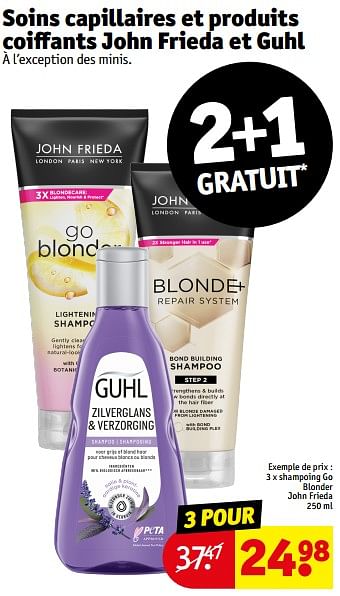 Promotions Shampoing go blonder john frieda - John Frieda - Valide de 14/05/2024 à 26/05/2024 chez Kruidvat