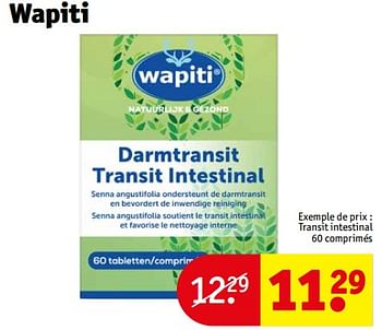 Promotions Transit intestinal - Wapiti - Valide de 14/05/2024 à 26/05/2024 chez Kruidvat