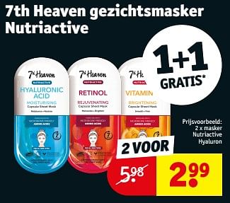Promoties Masker nutriactive hyaluron - 7th Heaven - Geldig van 14/05/2024 tot 26/05/2024 bij Kruidvat
