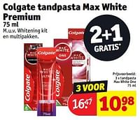 Promoties Tandpasta max white one - Colgate - Geldig van 14/05/2024 tot 26/05/2024 bij Kruidvat