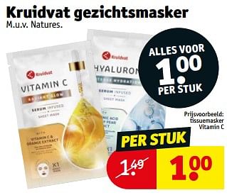 Promoties Tissuemasker vitamin c - Huismerk - Kruidvat - Geldig van 14/05/2024 tot 26/05/2024 bij Kruidvat