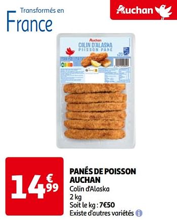 Promotions Panés de poisson auchan - Produit Maison - Auchan Ronq - Valide de 14/05/2024 à 21/05/2024 chez Auchan Ronq