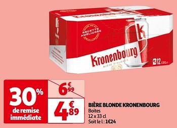 Promotions Bière blonde kronenbourg - Kronenbourg - Valide de 14/05/2024 à 21/05/2024 chez Auchan Ronq