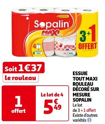 Promotions Essuie tout maxi rouleau décoré sur mesure sopalin - Sopalin - Valide de 14/05/2024 à 21/05/2024 chez Auchan Ronq