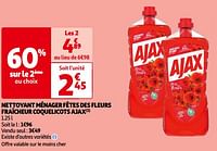 Promotions Nettoyant ménager fêtes des fleurs fraîcheur coquelicots ajax - Ajax - Valide de 14/05/2024 à 21/05/2024 chez Auchan Ronq