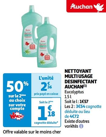 Promotions Nettoyant multi usage desinfectant auchan - Produit Maison - Auchan Ronq - Valide de 14/05/2024 à 21/05/2024 chez Auchan Ronq