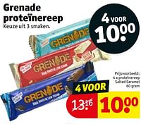 Promoties Proteïnereep salted caramel - Grenade - Geldig van 14/05/2024 tot 26/05/2024 bij Kruidvat