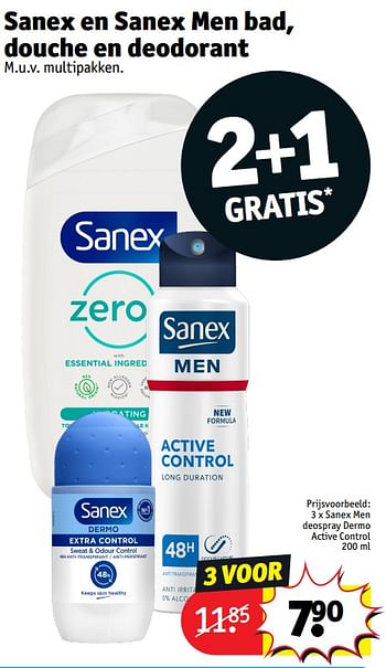 Promoties Sanex men deospray dermo active control - Sanex - Geldig van 14/05/2024 tot 26/05/2024 bij Kruidvat