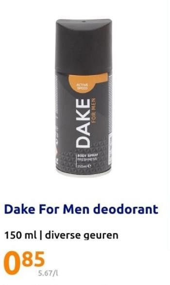 Promoties Dake for men deodorant - Dake - Geldig van 15/05/2024 tot 21/05/2024 bij Action