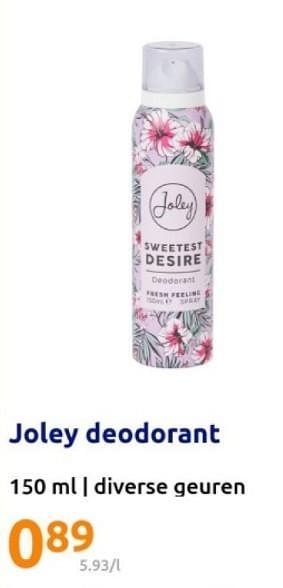 Promoties Joley deodorant - Joley - Geldig van 15/05/2024 tot 21/05/2024 bij Action