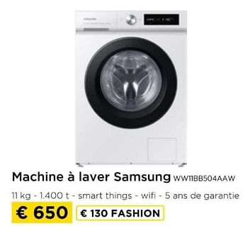 Promotions Machine à laver samsung ww11bb504aaw - Samsung - Valide de 09/05/2024 à 20/05/2024 chez Molecule