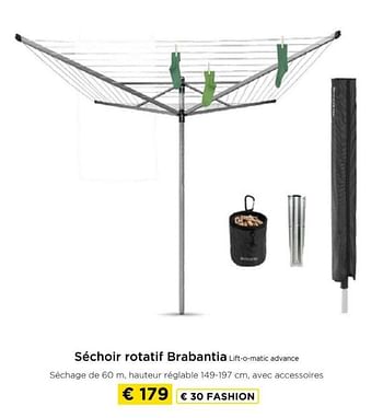 Promotions Séchoir rotatif brabantia lift-o-matic advance - Brabantia - Valide de 09/05/2024 à 20/05/2024 chez Molecule