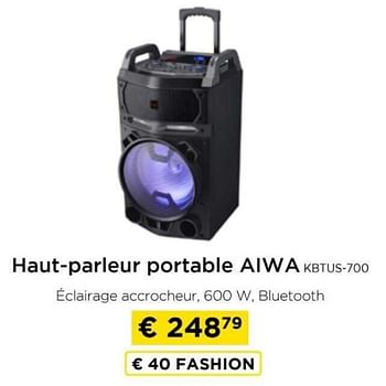 Promotions Haut-parleur portable aiwa kbtus-700 - Aiwa - Valide de 09/05/2024 à 20/05/2024 chez Molecule