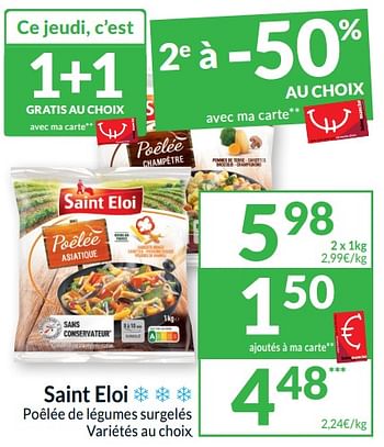 Promotions Saint eloi poêlée de légumes surgelés - Saint Eloi - Valide de 14/05/2024 à 20/05/2024 chez Intermarche