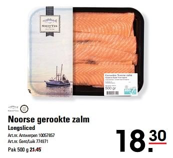 Promoties Noorse gerookte zalm longsliced - Smit Vis - Geldig van 16/05/2024 tot 03/06/2024 bij Sligro