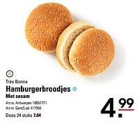 Promoties Hamburgerbroodjes met sesam - TRESBONNE - Geldig van 16/05/2024 tot 03/06/2024 bij Sligro