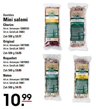 Promoties Mini salami chorizo - Bastides - Geldig van 16/05/2024 tot 03/06/2024 bij Sligro