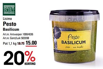 Promoties Pesto basilicum - Lisimo - Geldig van 16/05/2024 tot 03/06/2024 bij Sligro