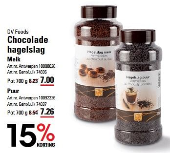 Promoties Chocolade hagelslag melk - DVFoods - Geldig van 16/05/2024 tot 03/06/2024 bij Sligro