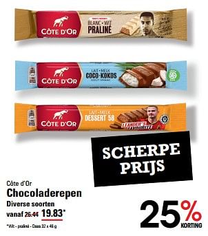 Promoties Chocoladerepen - Cote D'Or - Geldig van 16/05/2024 tot 03/06/2024 bij Sligro