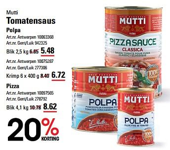 Promoties Tomatensaus polpa - Mutti - Geldig van 16/05/2024 tot 03/06/2024 bij Sligro
