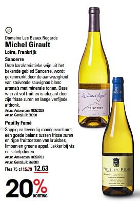 Promoties Domaine les beaux regards michel girault loire sancerre - Witte wijnen - Geldig van 16/05/2024 tot 03/06/2024 bij Sligro