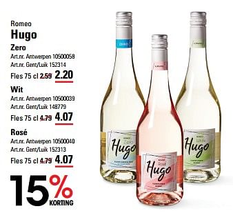 Promoties Hugo zero - Romeo - Geldig van 16/05/2024 tot 03/06/2024 bij Sligro