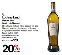 Promoties Luciano landi marche verdicchio classico - Witte wijnen - Geldig van 16/05/2024 tot 03/06/2024 bij Sligro