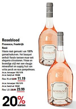 Promoties Roseblood provence rosé - Rosé wijnen - Geldig van 16/05/2024 tot 03/06/2024 bij Sligro