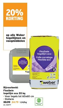 Promoties Flexibele tegellijm eco - Weber - Geldig van 15/05/2024 tot 21/05/2024 bij Gamma