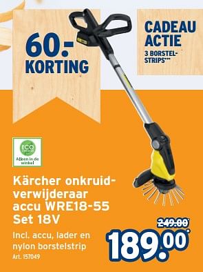 Promoties Kärcher onkruidverwijderaar accu wre18-55 set - Kärcher - Geldig van 15/05/2024 tot 21/05/2024 bij Gamma