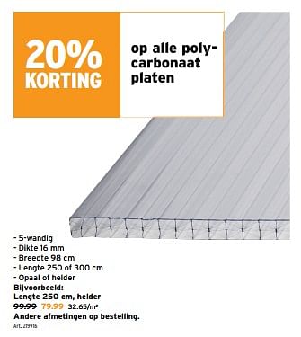 Promoties Polycarbonaat platen - Huismerk - Gamma - Geldig van 15/05/2024 tot 21/05/2024 bij Gamma