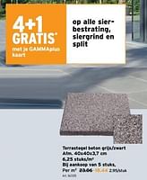 Promoties Terrastegel beton grijs zwart - Huismerk - Gamma - Geldig van 15/05/2024 tot 21/05/2024 bij Gamma