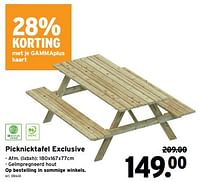 Promoties Picknicktafel exclusive - Huismerk - Gamma - Geldig van 15/05/2024 tot 21/05/2024 bij Gamma