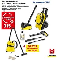 Promoties Kärcher hogedrukreiniger k4 compact-classic home - Kärcher - Geldig van 15/05/2024 tot 26/05/2024 bij Hubo