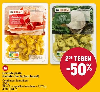 Promoties Gevulde pasta cappelletti met ham - Huismerk - Delhaize - Geldig van 16/05/2024 tot 22/05/2024 bij Delhaize