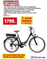 Promoties Elektrische fiets met middenmotor minerva e power - Minerva - Geldig van 15/05/2024 tot 26/05/2024 bij Hubo