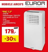 Promoties Eurom mobiele airco pac 7.2 - Eurom - Geldig van 15/05/2024 tot 26/05/2024 bij Hubo