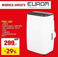 Promoties Eurom mobiele airco`s pac 120 - Eurom - Geldig van 15/05/2024 tot 26/05/2024 bij Hubo