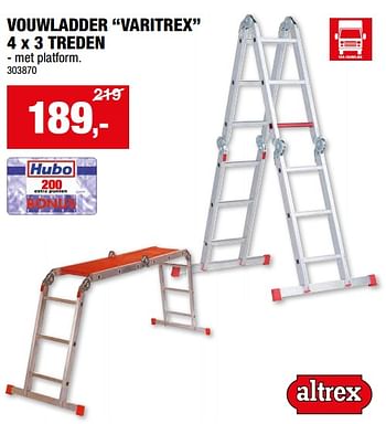 Promoties Vouwladder varitrex 4 x 3 treden - Altrex - Geldig van 15/05/2024 tot 26/05/2024 bij Hubo