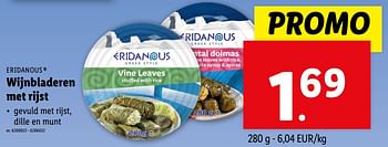 Promoties Wijnbladeren met rijst - Eridanous - Geldig van 22/05/2024 tot 28/05/2024 bij Lidl
