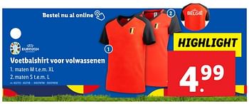 Promoties Voetbalshirt voor volwassenen - Huismerk - Lidl - Geldig van 22/05/2024 tot 28/05/2024 bij Lidl