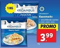 Promoties Kaassnacks - Eridanous - Geldig van 22/05/2024 tot 28/05/2024 bij Lidl