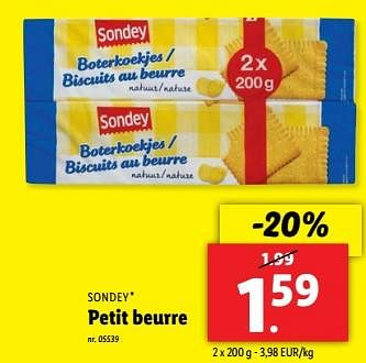 Promoties Petit beurre - Sondey - Geldig van 22/05/2024 tot 28/05/2024 bij Lidl