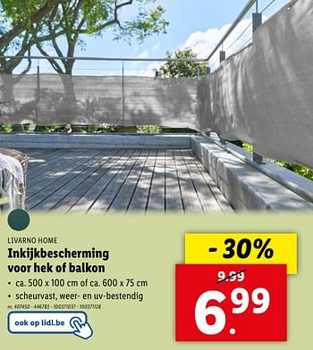 Promotions Inkijkbescherming voor hek of balkon - Livarno - Valide de 22/05/2024 à 28/05/2024 chez Lidl
