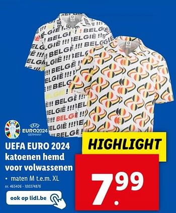 Promoties Uefa euro 2024 katoenen hemd voor volwassenen - Huismerk - Lidl - Geldig van 22/05/2024 tot 28/05/2024 bij Lidl