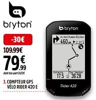 Promotions Compteur gps vélo rider 420 e - Bryton - Valide de 13/05/2024 à 31/05/2024 chez Intersport
