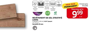 Promotions Revetement de sol stratifié lions - DecoMode - Valide de 15/05/2024 à 27/05/2024 chez Brico
